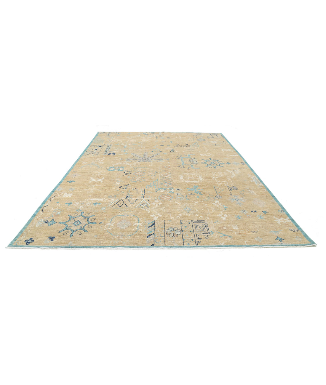 Khotan 8'10'' X 12'6'' Hand-Knotted Wool Rug 8'10'' x 12'6'' (265 X 375) / Gold / Blue