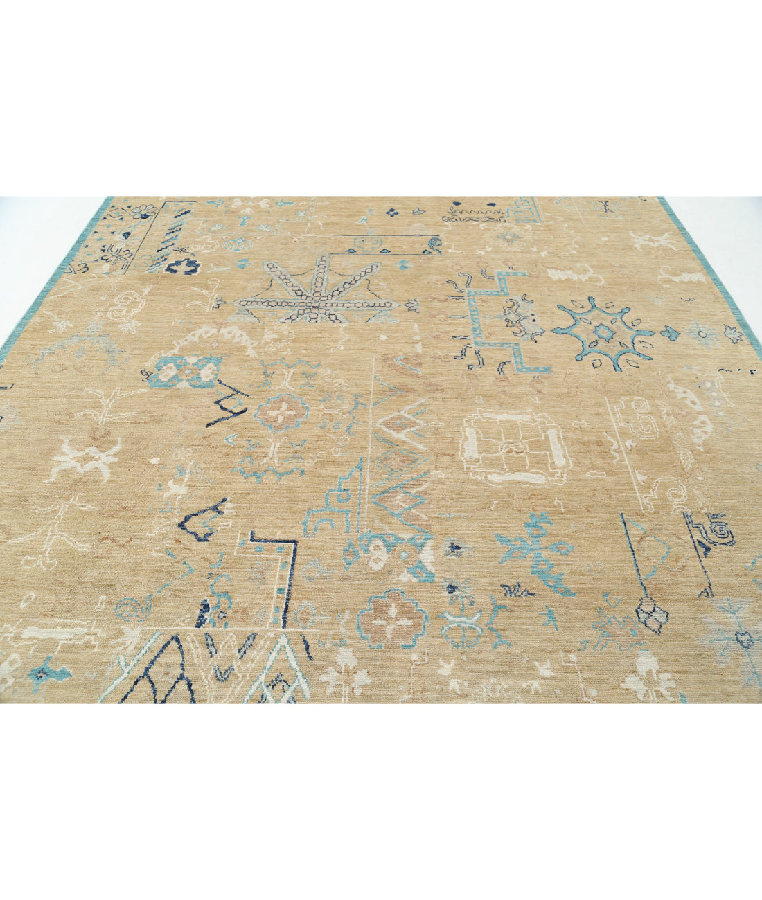 Khotan 8'10'' X 12'6'' Hand-Knotted Wool Rug 8'10'' x 12'6'' (265 X 375) / Gold / Blue