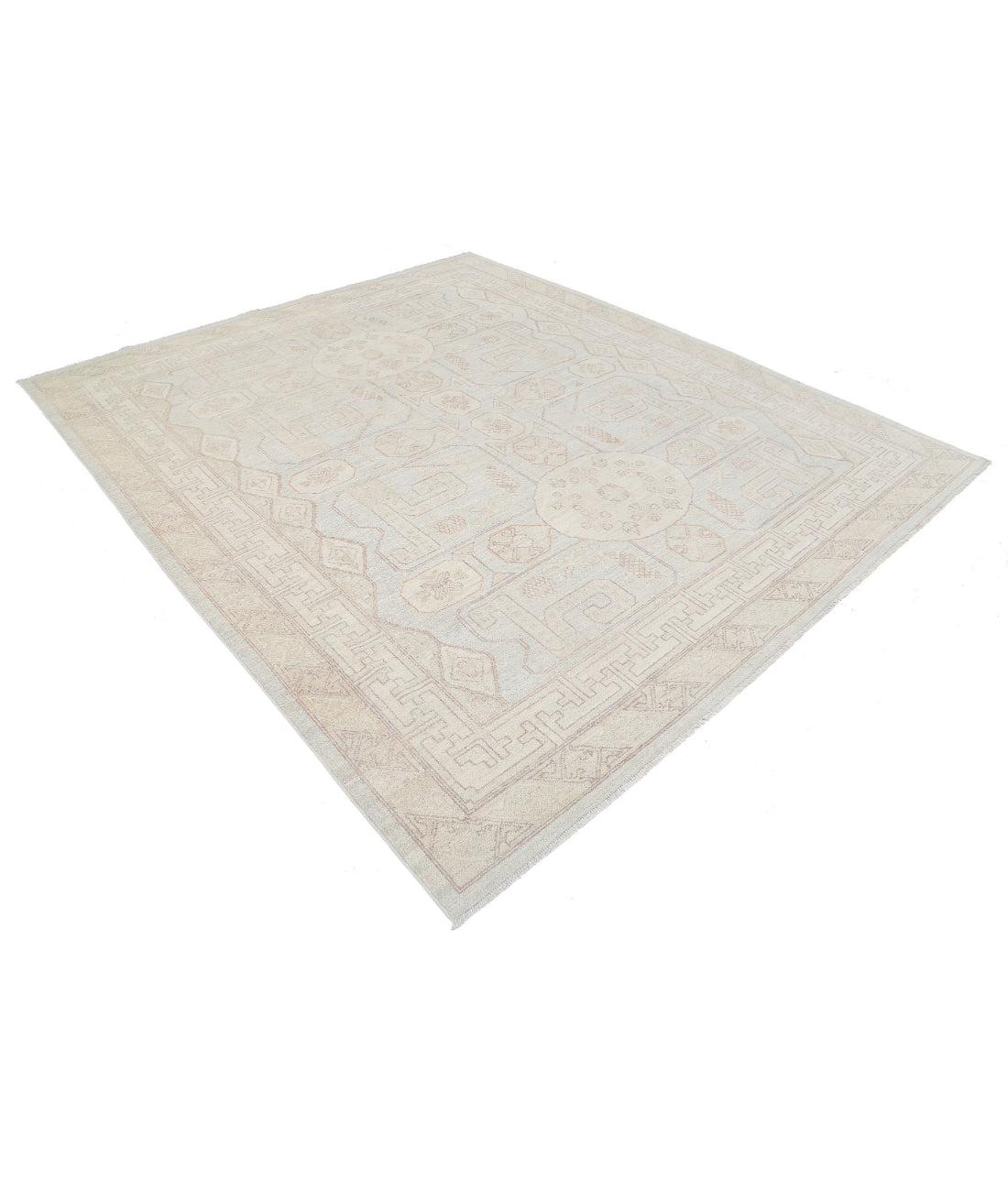 Khotan 8'2'' X 9'5'' Hand-Knotted Wool Rug 8'2'' x 9'5'' (245 X 283) / Blue / Ivory