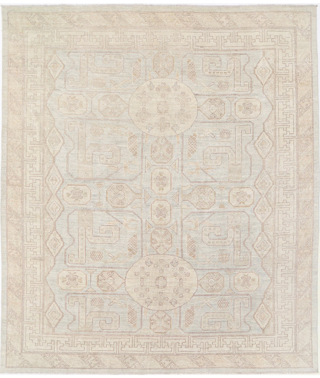 Khotan 8'2'' X 9'5'' Hand-Knotted Wool Rug 8'2'' x 9'5'' (245 X 283) / Blue / Ivory