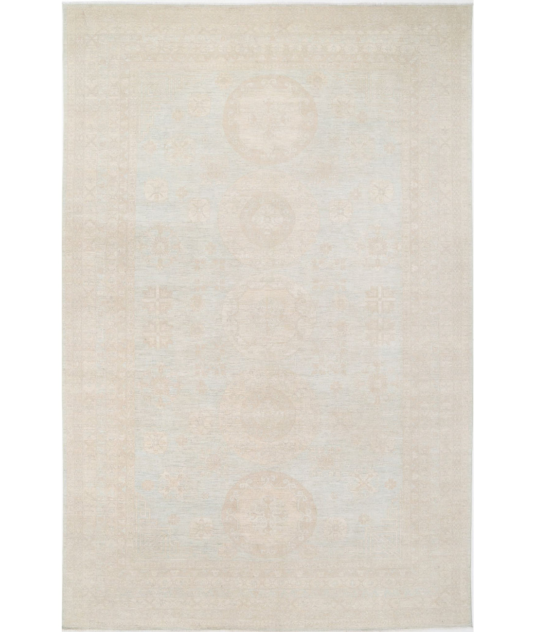 Khotan 11'8'' X 17'11'' Hand-Knotted Wool Rug 11'8'' x 17'11'' (350 X 538) / Blue / Ivory