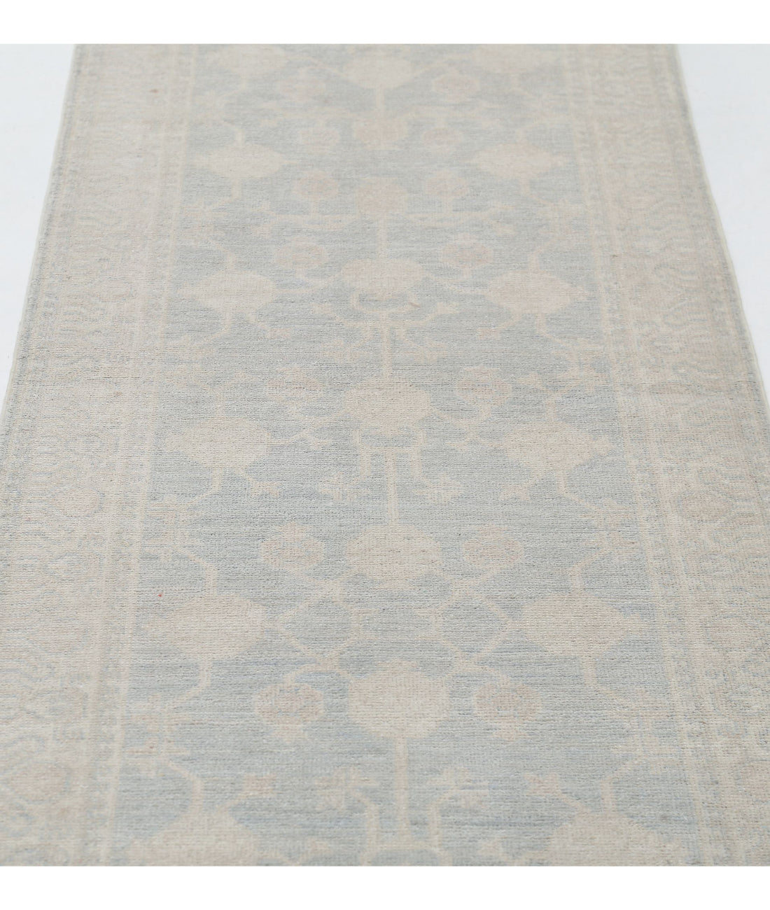 Khotan 2'5'' X 9'11'' Hand-Knotted Wool Rug 2'5'' x 9'11'' (73 X 298) / Grey / Ivory