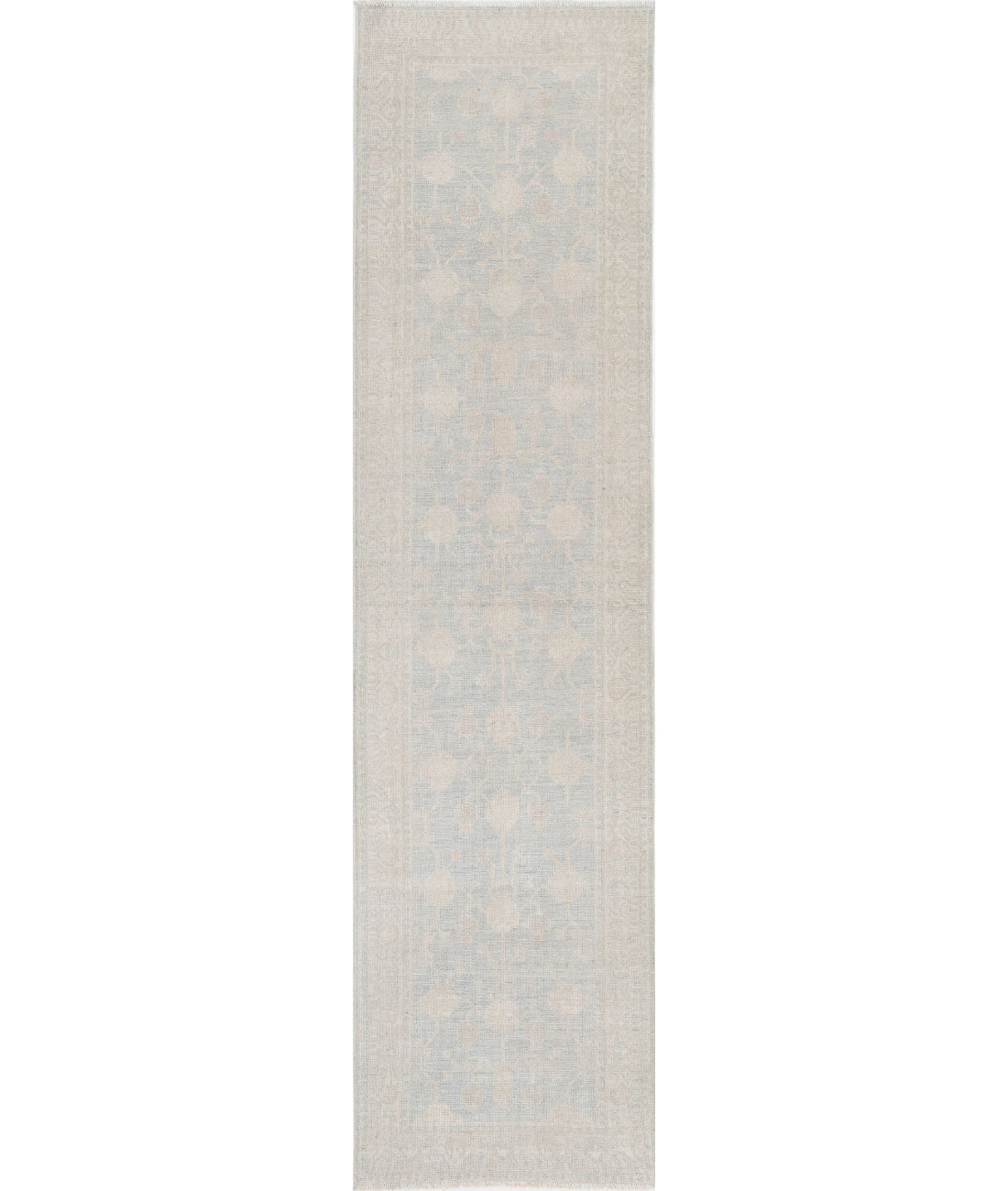 Khotan 2'5'' X 9'11'' Hand-Knotted Wool Rug 2'5'' x 9'11'' (73 X 298) / Grey / Ivory