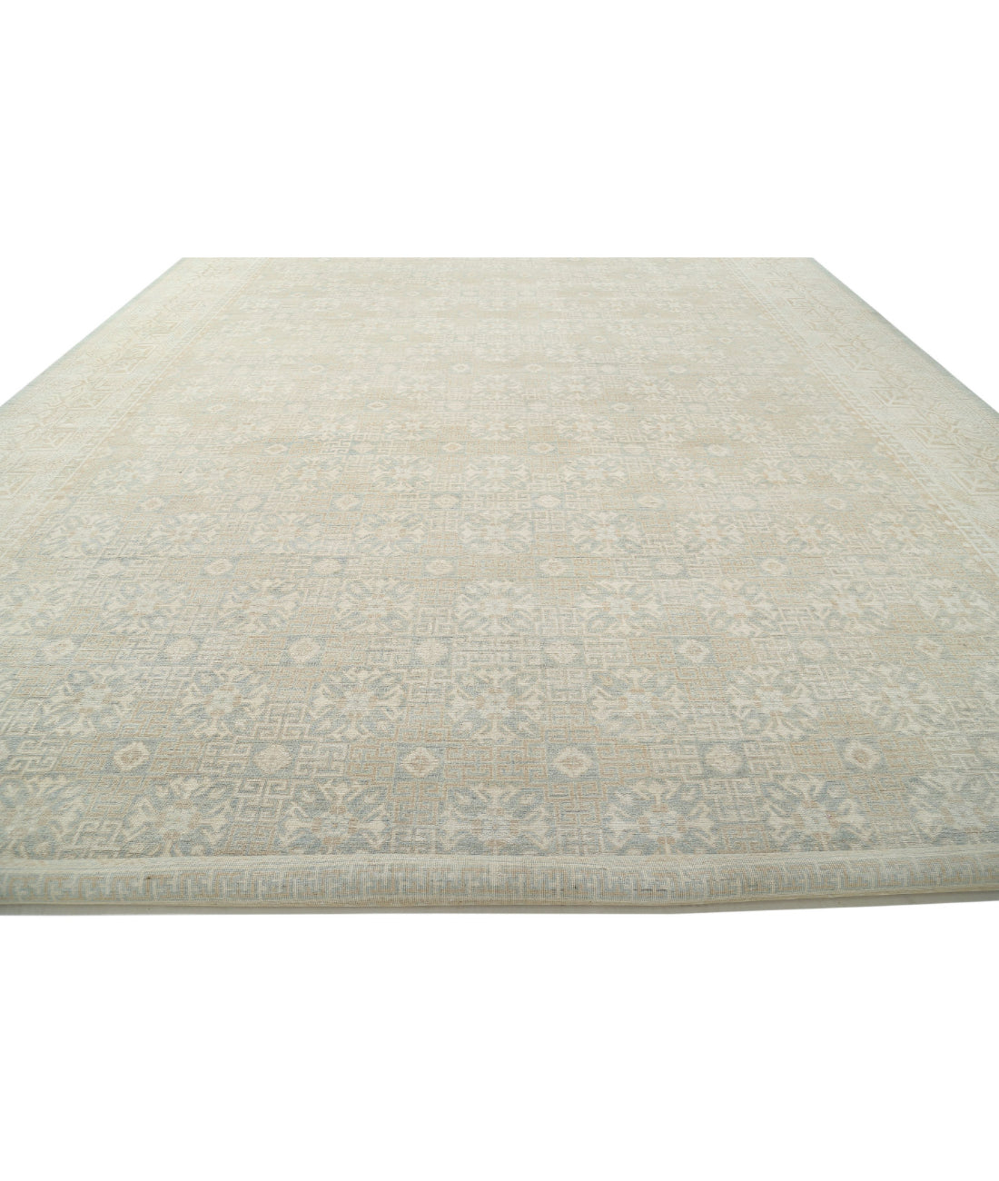 Khotan 15'4'' X 23'0'' Hand-Knotted Wool Rug 15'4'' x 23'0'' (460 X 690) / Green / Ivory