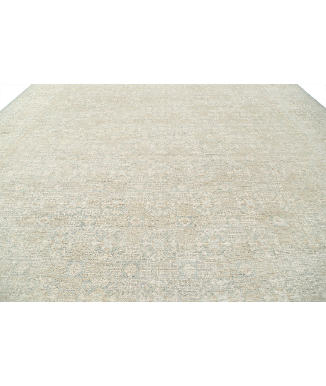 Khotan 15'4'' X 23'0'' Hand-Knotted Wool Rug 15'4'' x 23'0'' (460 X 690) / Green / Ivory