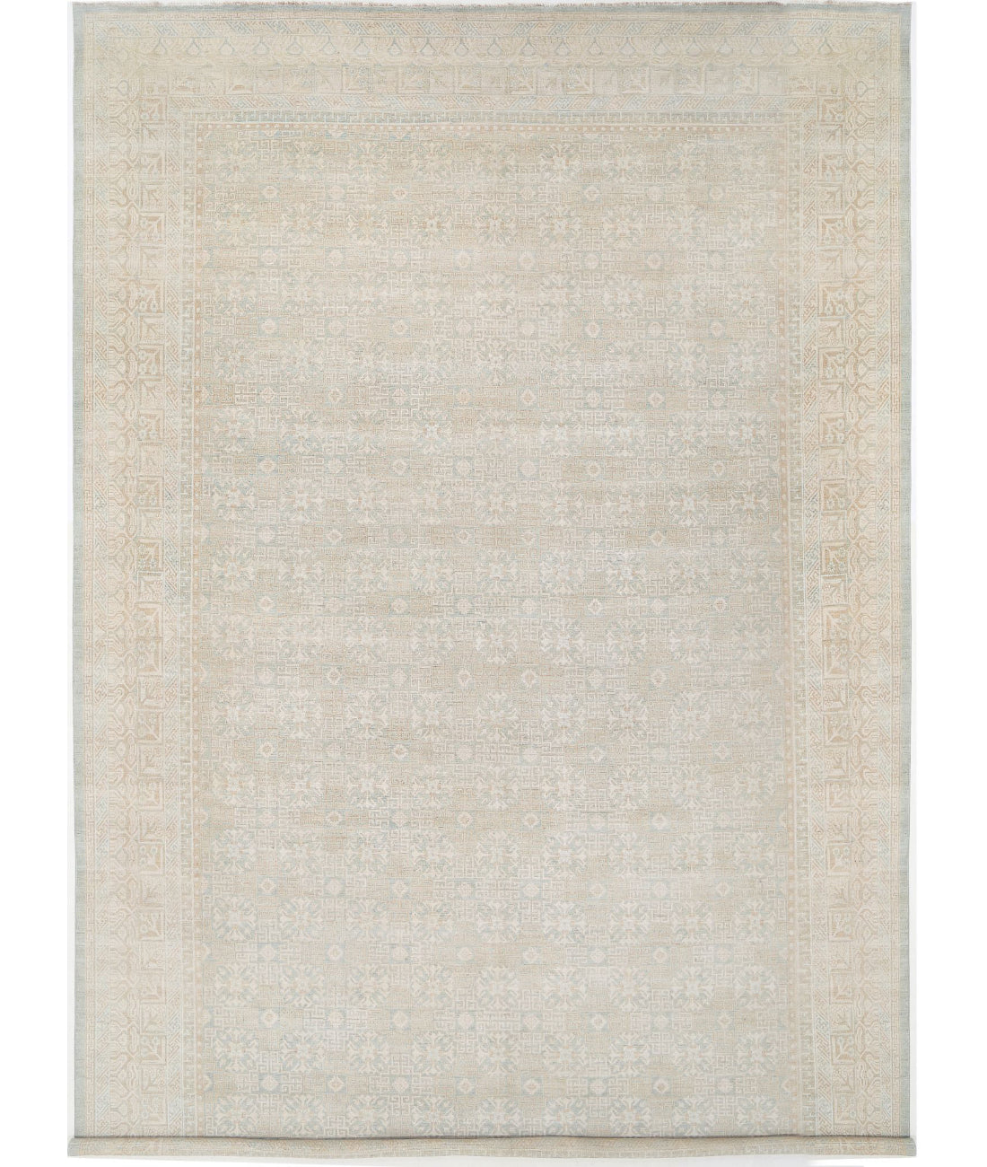 Khotan 15'4'' X 23'0'' Hand-Knotted Wool Rug 15'4'' x 23'0'' (460 X 690) / Green / Ivory