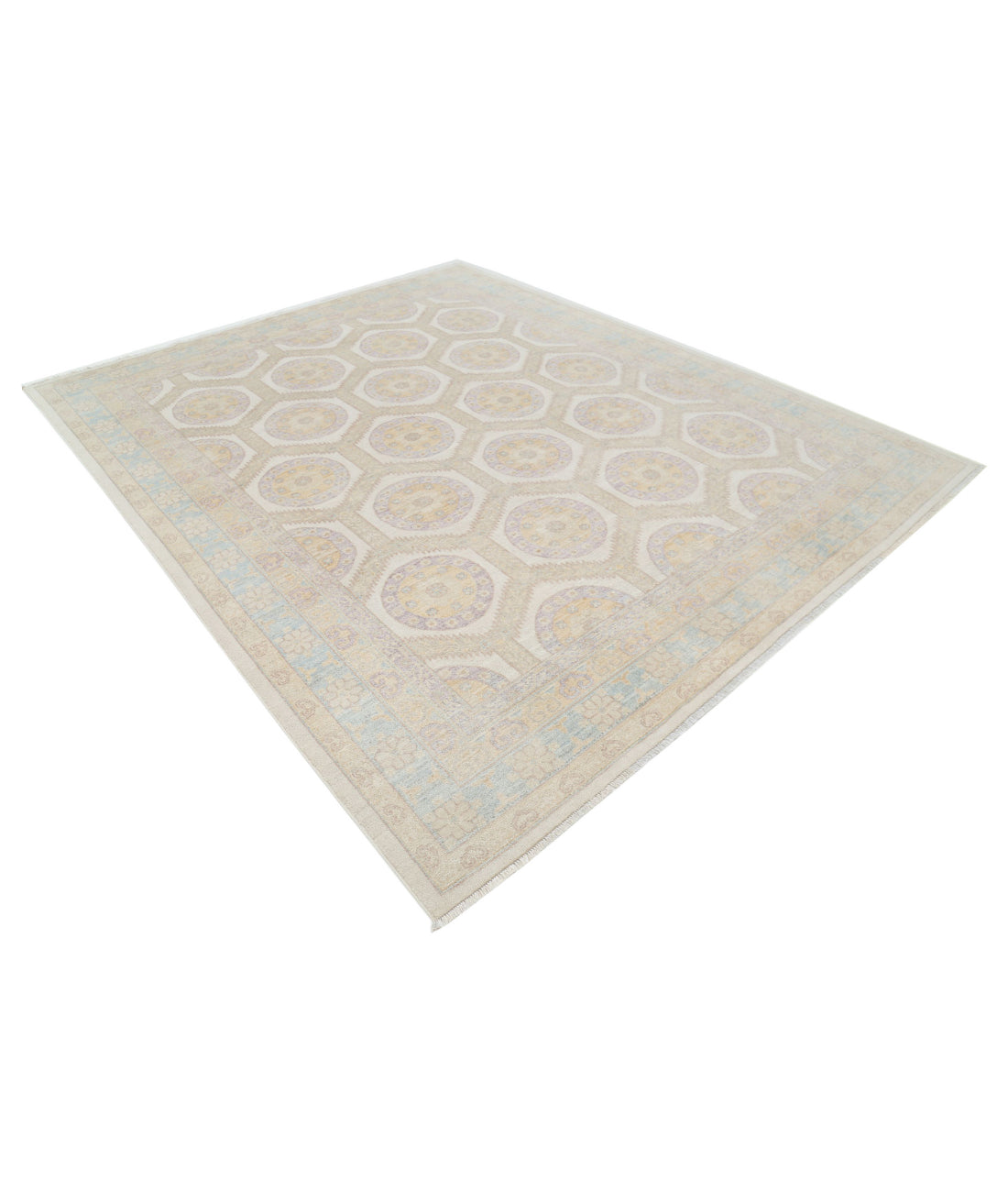 Khotan 8'0'' X 9'10'' Hand-Knotted Wool Rug 8'0'' x 9'10'' (240 X 295) / Ivory / Blue