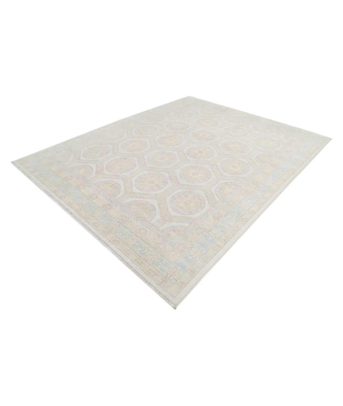 Khotan 8'0'' X 9'10'' Hand-Knotted Wool Rug 8'0'' x 9'10'' (240 X 295) / Ivory / Blue