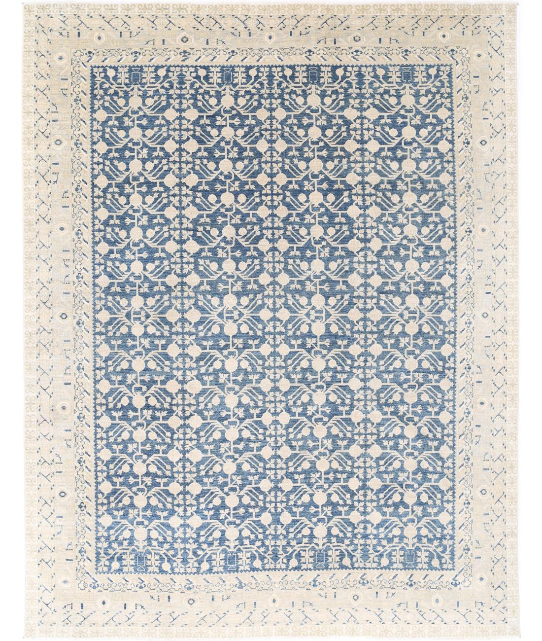 Khotan 9' 3" X 12' 0" Hand-Knotted Wool Rug 9' 3" X 12' 0" (282 X 366) / Blue / Silver