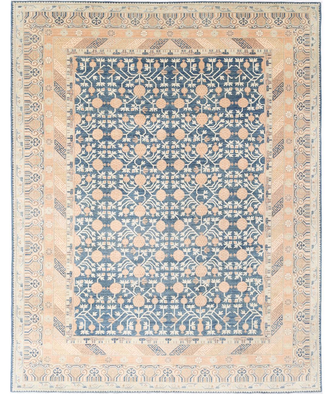 Khotan 9' 3" X 11' 10" Hand-Knotted Wool Rug 9' 3" X 11' 10" (282 X 361) / Blue / Tan