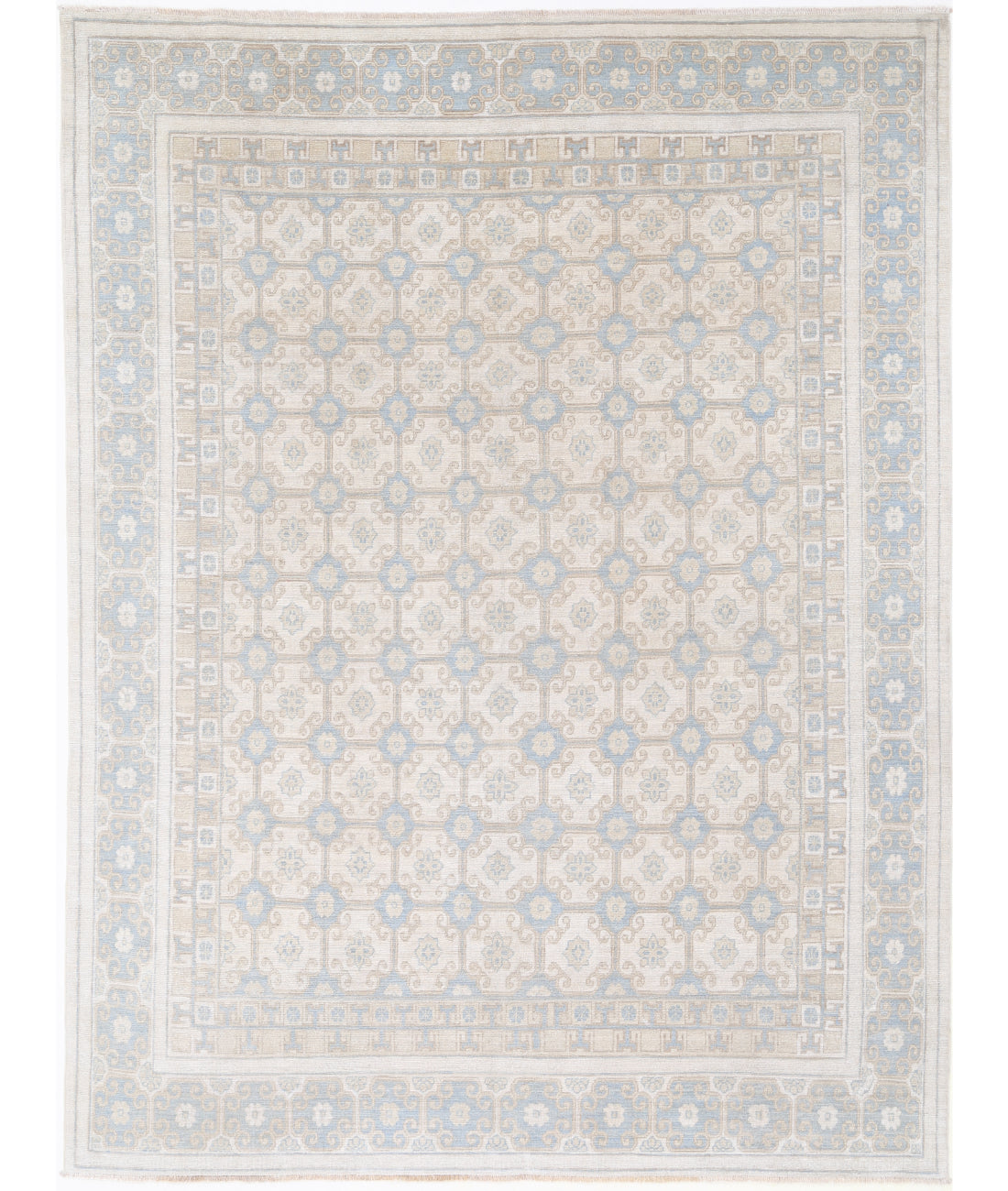 Khotan 7' 10" X 10' 3" Hand-Knotted Wool Rug 7' 10" X 10' 3" (239 X 312) / Ivory / Blue