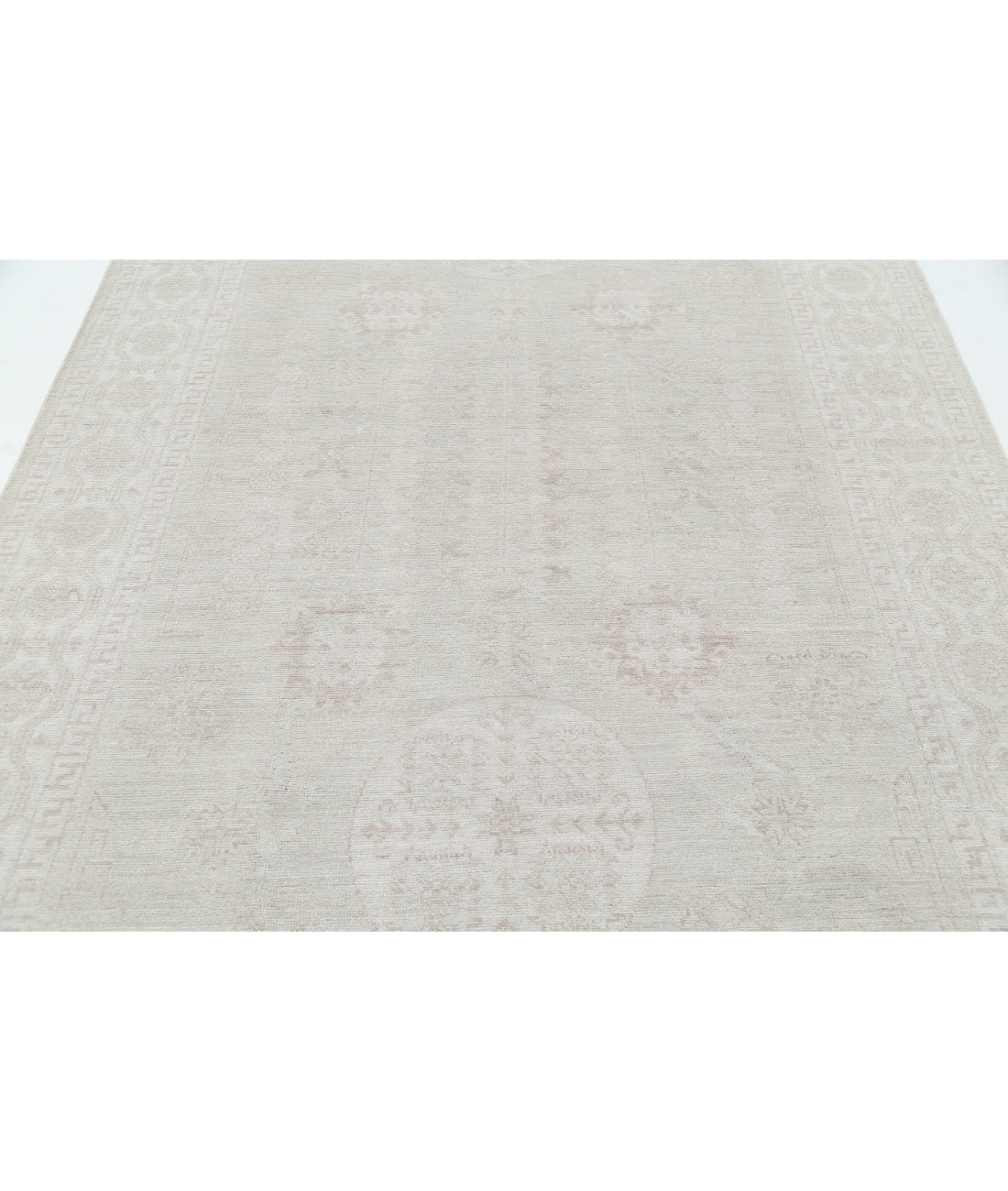 Khotan 6' 1" X 9' 2" Hand-Knotted Wool Rug 6' 1" X 9' 2" (185 X 279) / Grey / Ivory