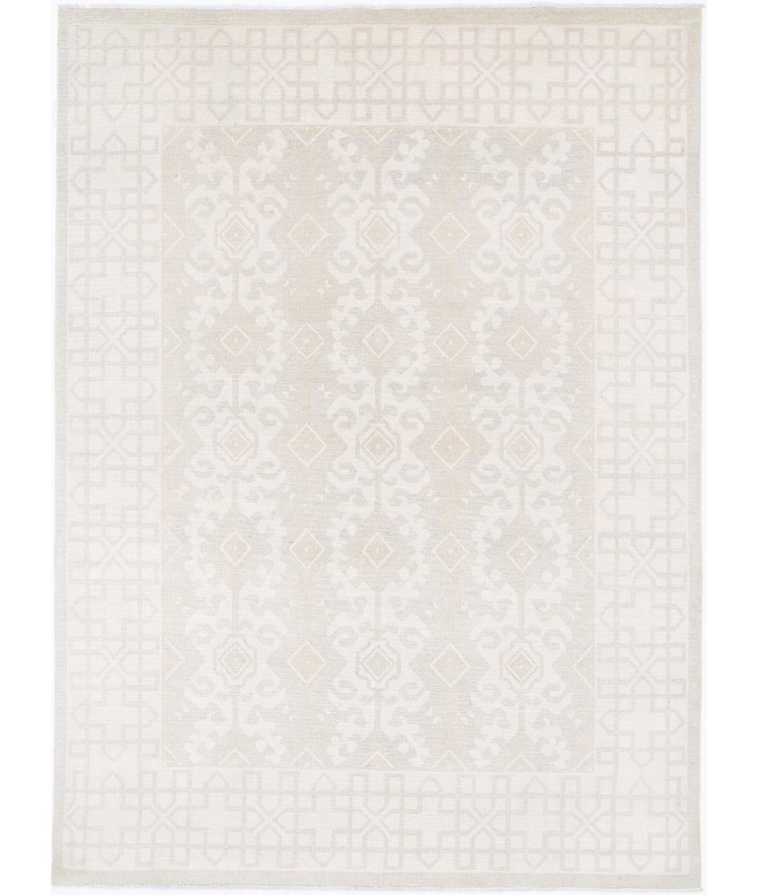 Khotan 7' 2" X 9' 11" Hand-Knotted Wool Rug 7' 2" X 9' 11" (218 X 302) / Taupe / Ivory