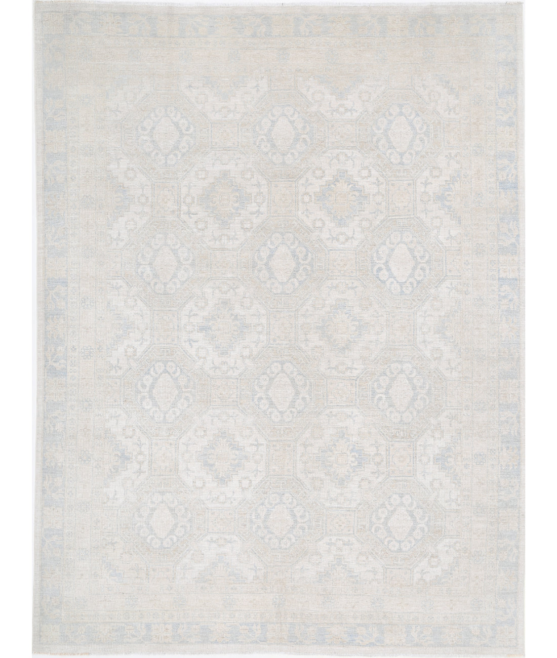 Khotan 8' 11" X 11' 10" Hand-Knotted Wool Rug 8' 11" X 11' 10" (272 X 361) / Ivory / Blue