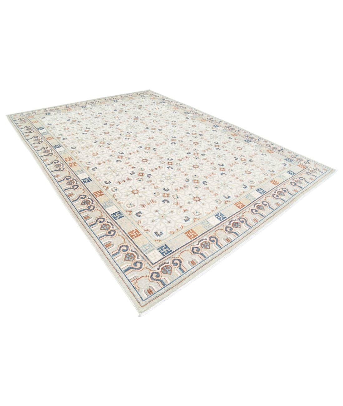 Khotan 9' 1" X 12' 7" Hand-Knotted Wool Rug 9' 1" X 12' 7" (277 X 384) / Grey / Blue