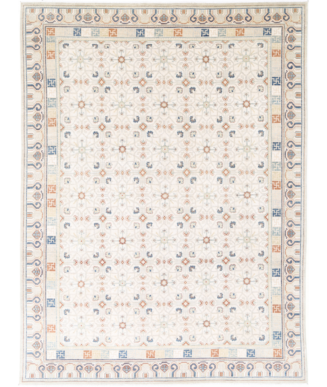Khotan 9' 1" X 12' 7" Hand-Knotted Wool Rug 9' 1" X 12' 7" (277 X 384) / Grey / Blue