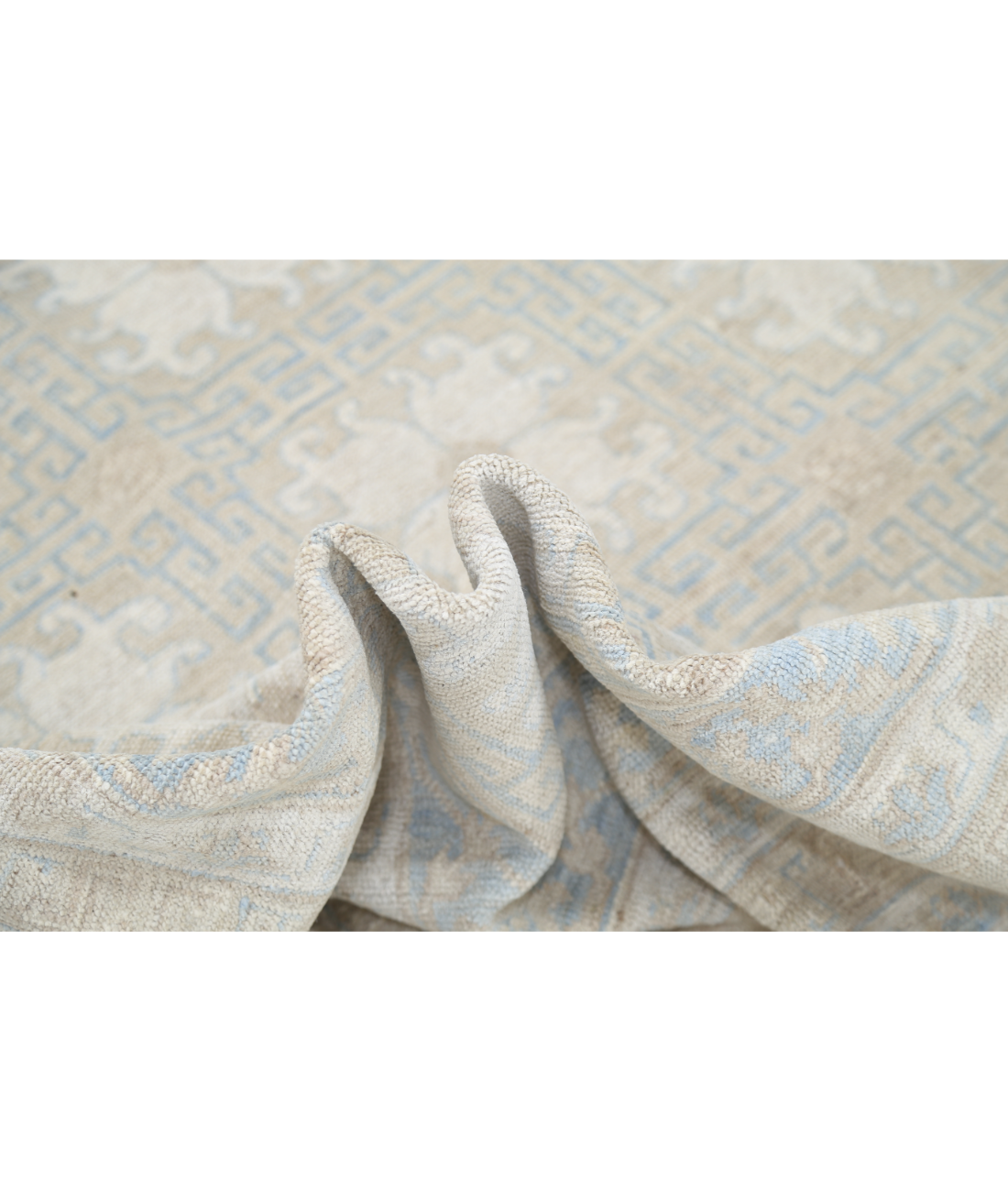 Hand Knotted Khotan Wool Rug 7' 10" X 10' 3" 7' 10" X 10' 3" (239 X 312) / Ivory / Brown