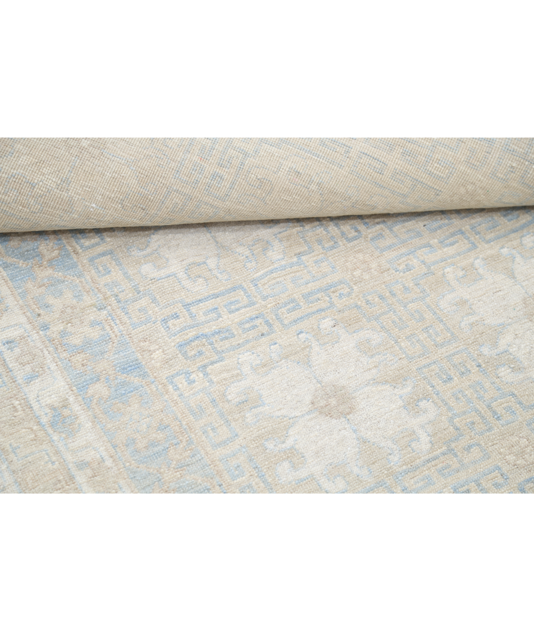 Hand Knotted Khotan Wool Rug 7' 10" X 10' 3" 7' 10" X 10' 3" (239 X 312) / Ivory / Brown