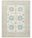 Hand Knotted Khotan Wool Rug 8' 2" X 10' 6" 8' 2" X 10' 6" (249 X 320) / Ivory / Blue