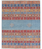 Hand Knotted Khurjeen Wool Rug 5' 1" X 6' 7" 5' 1" X 6' 7" (155 X 201) / Multi / Blue