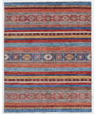 Hand Knotted Khurjeen Wool Rug 5' 0" X 6' 3" 5' 0" X 6' 3" (152 X 191) / Multi / Red
