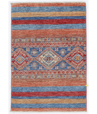 Hand Knotted Khurjeen Wool Rug - 2'0'' x 2'10'' 2' 0" X 2' 10" ( 61 X 86 ) / Multi / Blue