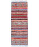 Hand Knotted Khurjeen Wool Rug 2' 0" X 5' 7" 2' 0" X 5' 7" (61 X 170) / Multi / Blue
