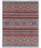Hand Knotted Khurjeen Wool Rug 4' 9" X 6' 0" 4' 9" X 6' 0" (145 X 183) / Multi / Blue