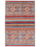 Hand Knotted Khurjeen Wool Rug 3' 3" X 5' 0" 3' 3" X 5' 0" (99 X 152) / Multi / Red