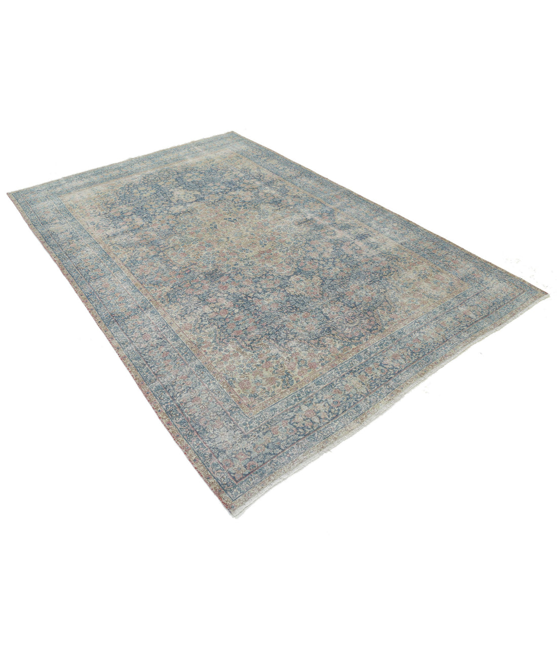 Kerman 6'11'' X 8'10'' Hand-Knotted Wool Rug 6'11'' x 8'10'' (208 X 265) / Blue / Pink