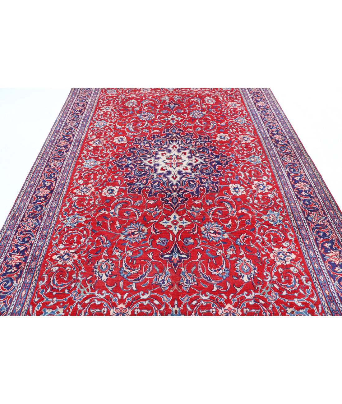 Mahal 6'10'' X 10'5'' Hand-Knotted Wool Rug 6'10'' x 10'5'' (205 X 313) / Red / Blue