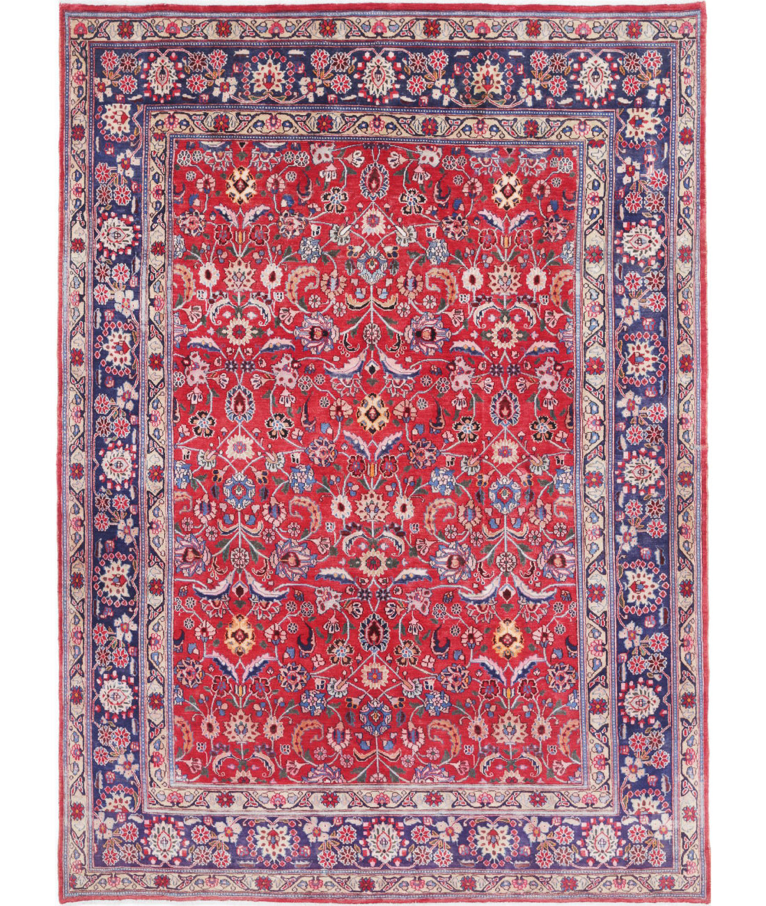 Mahal 6'9'' X 9'6'' Hand-Knotted Wool Rug 6'9'' x 9'6'' (203 X 285) / Red / Blue