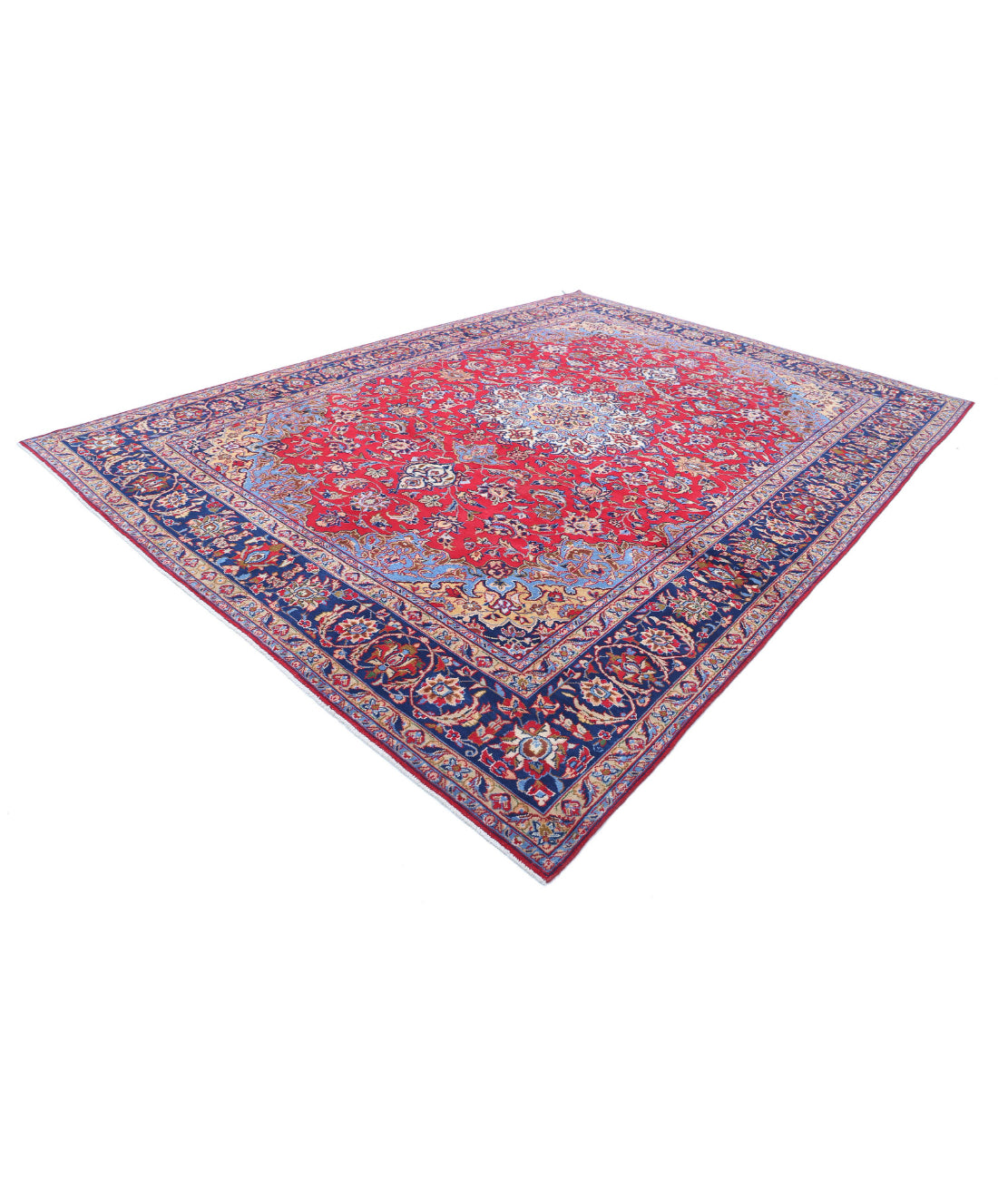 Mahal 9'6'' X 13'2'' Hand-Knotted Wool Rug 9'6'' x 13'2'' (285 X 395) / Red / Blue