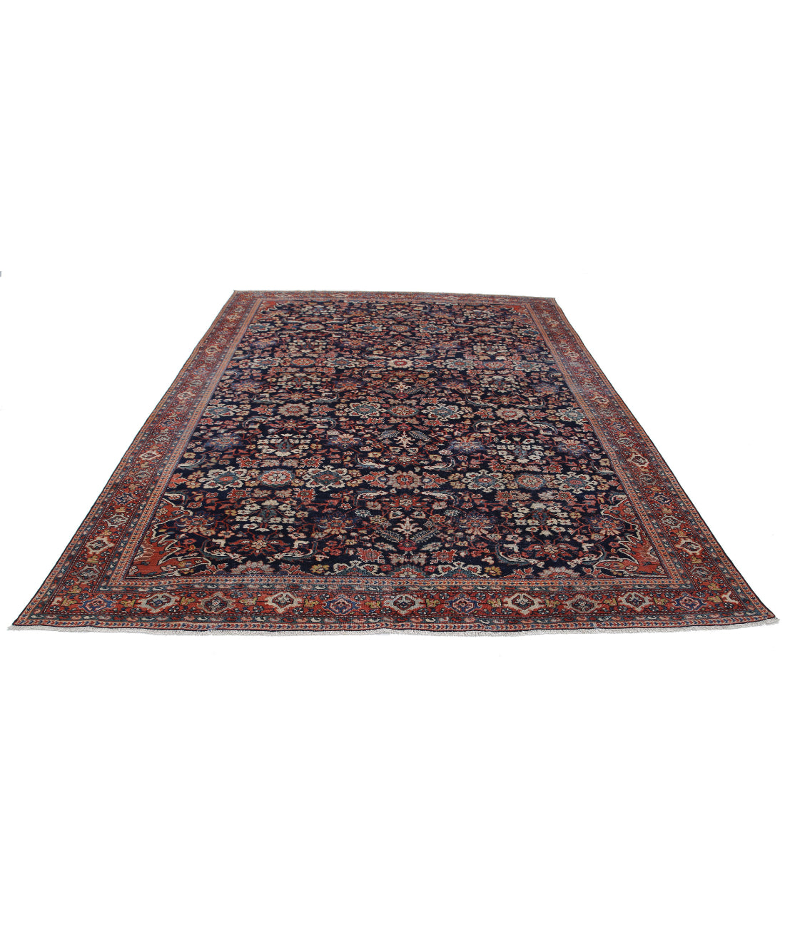 Mahal 8'6'' X 11'6'' Hand-Knotted Wool Rug 8'6'' x 11'6'' (255 X 345) / Blue / Red