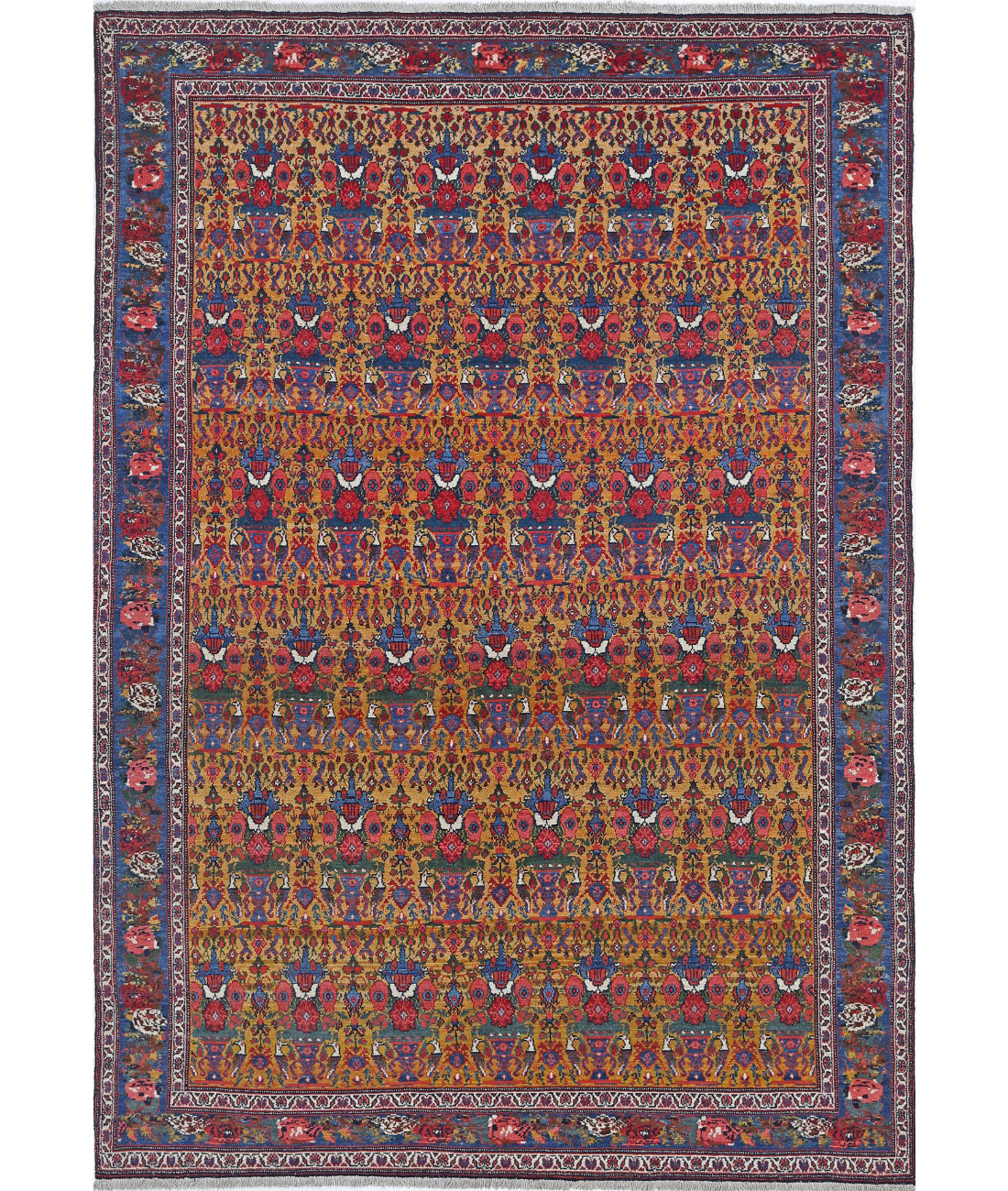 Malayer 5'4'' X 7'10'' Hand-Knotted Wool Rug 5'4'' x 7'10'' (160 X 235) / Gold / Blue