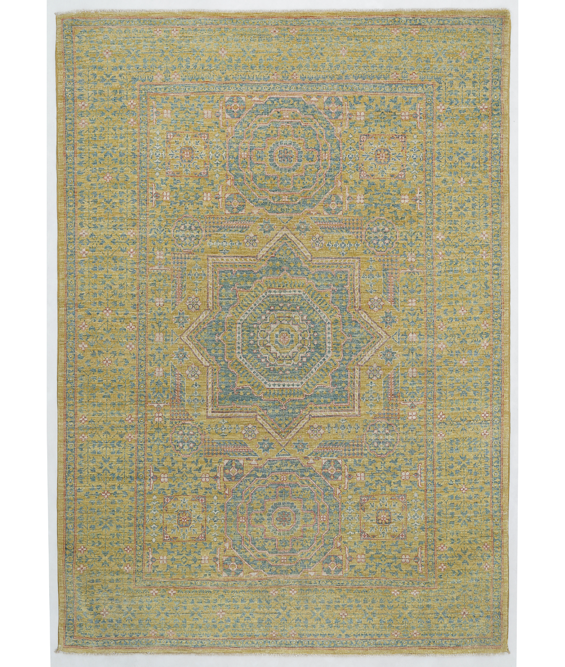 Hand Knotted Mamluk Wool Rug 4' 10" X 6' 10" 4' 10" X 6' 10" (147 X 208) / Gold / Gold