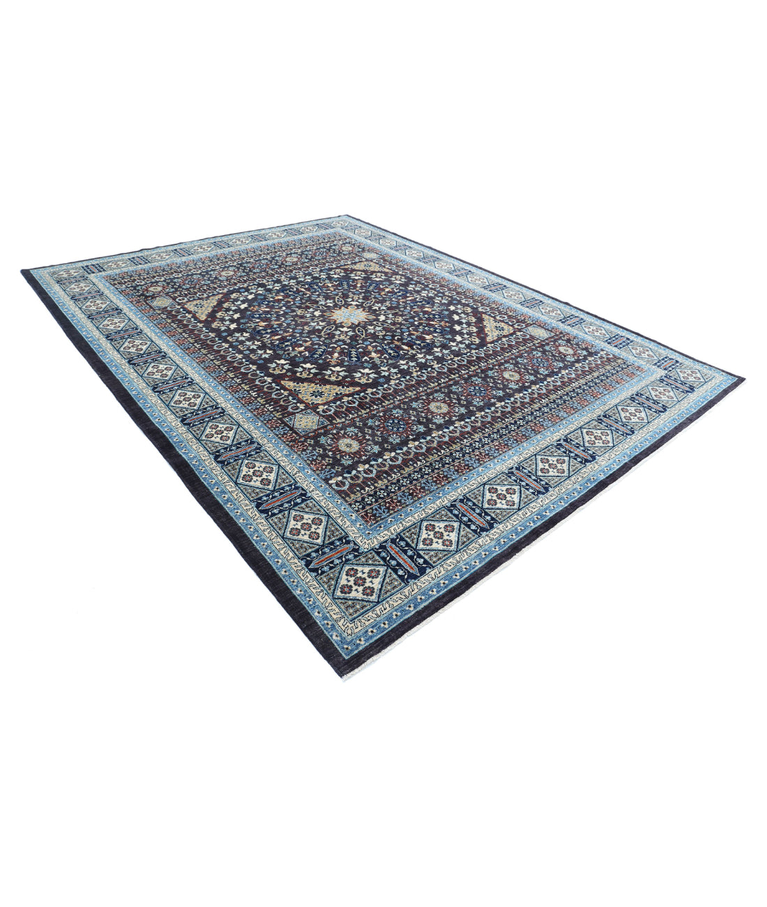 Mamluk 9'1'' X 11'9'' Hand-Knotted Wool Rug 9'1'' x 11'9'' (273 X 353) / Black / Blue