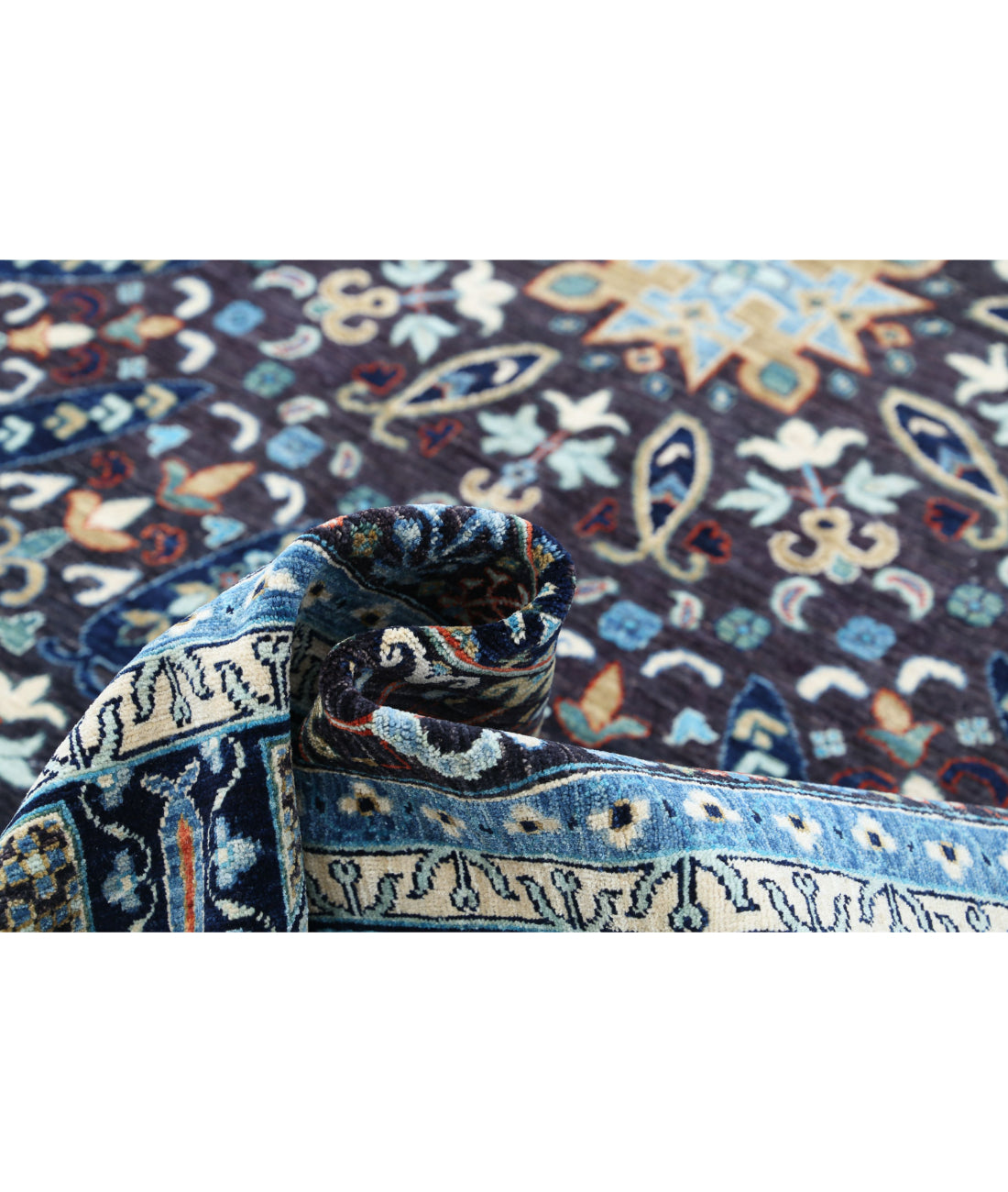 Mamluk 9'1'' X 11'9'' Hand-Knotted Wool Rug 9'1'' x 11'9'' (273 X 353) / Black / Blue