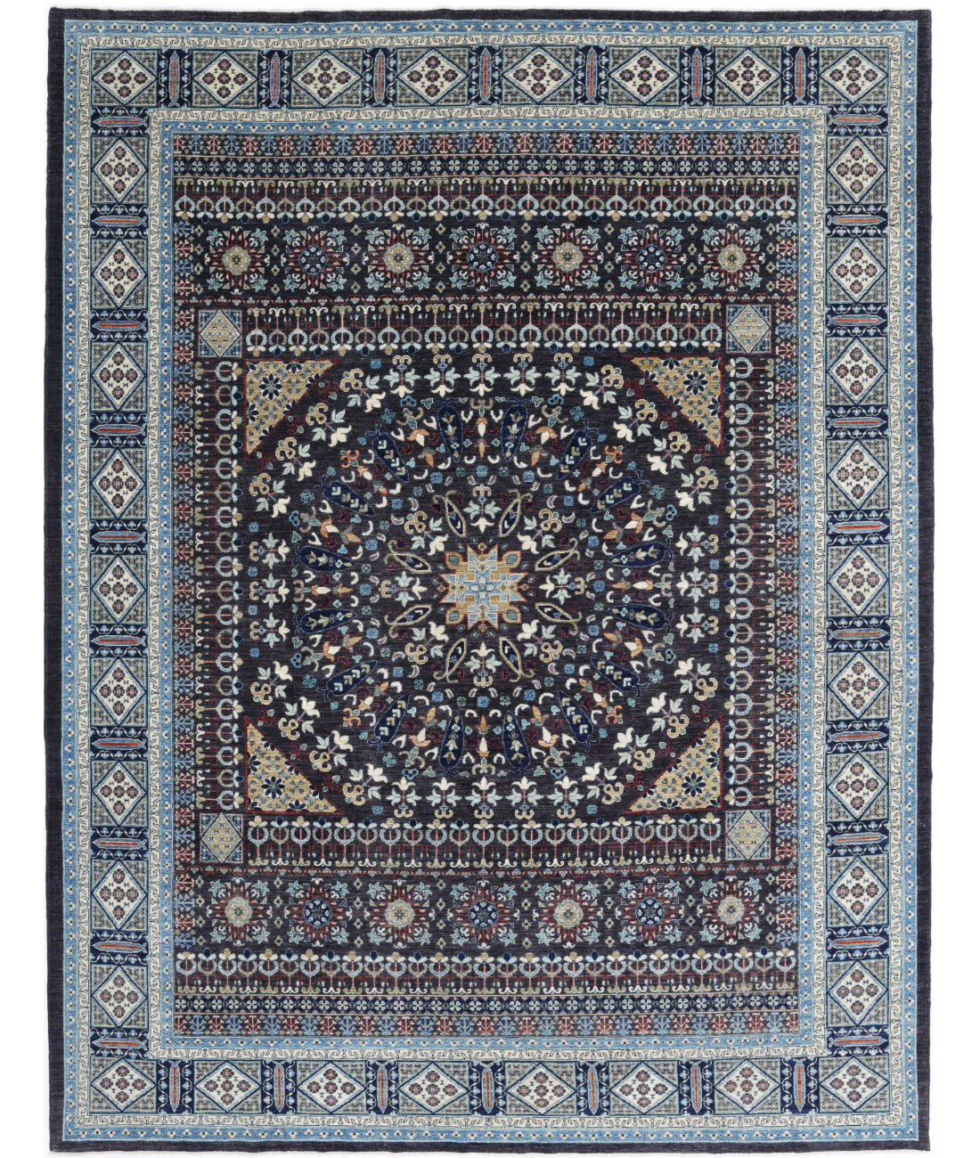Mamluk 9'1'' X 11'9'' Hand-Knotted Wool Rug 9'1'' x 11'9'' (273 X 353) / Black / Blue