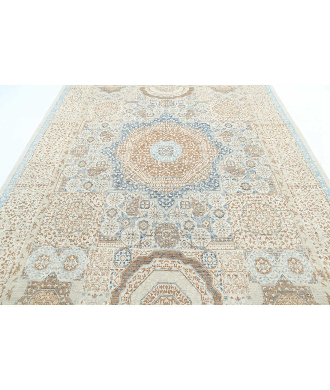 Mamluk 7'8'' X 10'2'' Hand-Knotted Wool Rug 7'8'' x 10'2'' (230 X 305) / Ivory / Blue