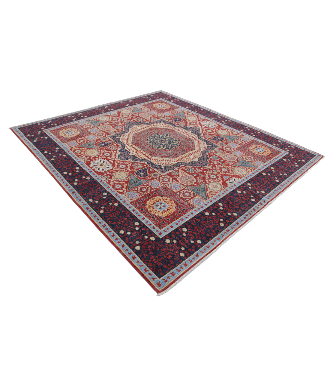 Mamluk 8'2'' X 9'3'' Hand-Knotted Wool Rug 8'2'' x 9'3'' (245 X 278) / Red / Blue