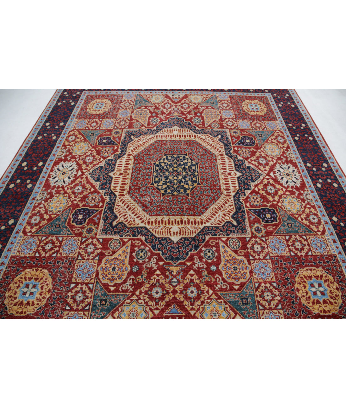 Mamluk 8'2'' X 9'3'' Hand-Knotted Wool Rug 8'2'' x 9'3'' (245 X 278) / Red / Blue