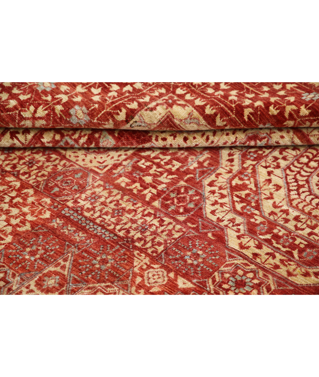 Mamluk 8'6'' X 11'9'' Hand-Knotted Wool Rug 8'6'' x 11'9'' (255 X 353) / Red / Ivory
