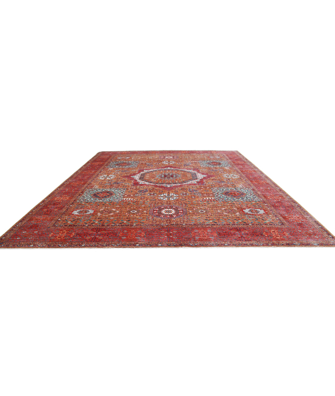 Mamluk 13'3'' X 16'2'' Hand-Knotted Wool Rug 13'3'' x 16'2'' (398 X 485) / Brown / Red
