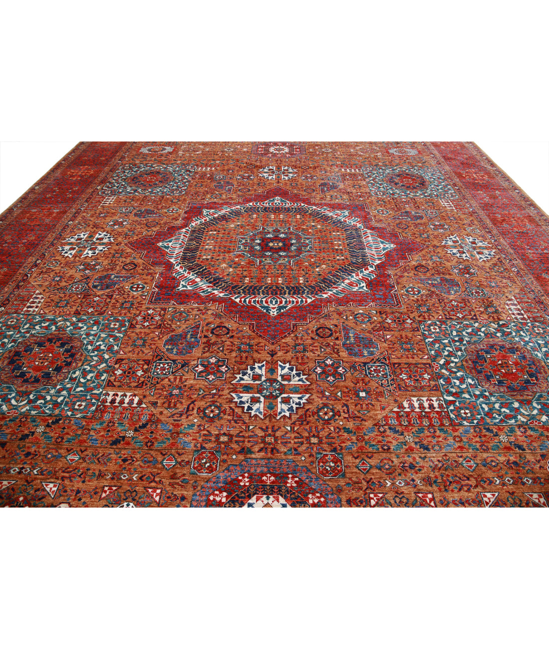 Mamluk 13'3'' X 16'2'' Hand-Knotted Wool Rug 13'3'' x 16'2'' (398 X 485) / Brown / Red