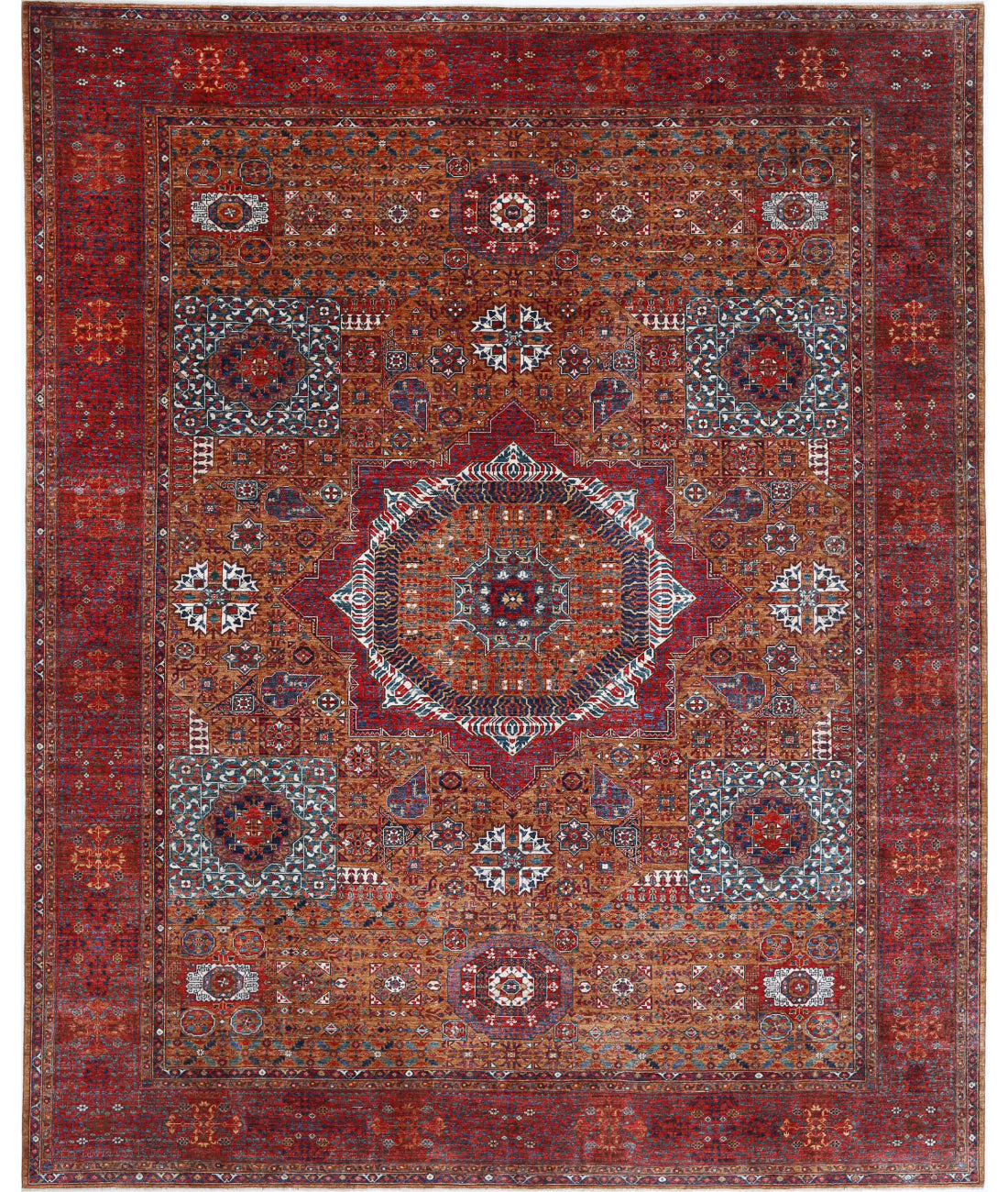 Mamluk 13'3'' X 16'2'' Hand-Knotted Wool Rug 13'3'' x 16'2'' (398 X 485) / Brown / Red