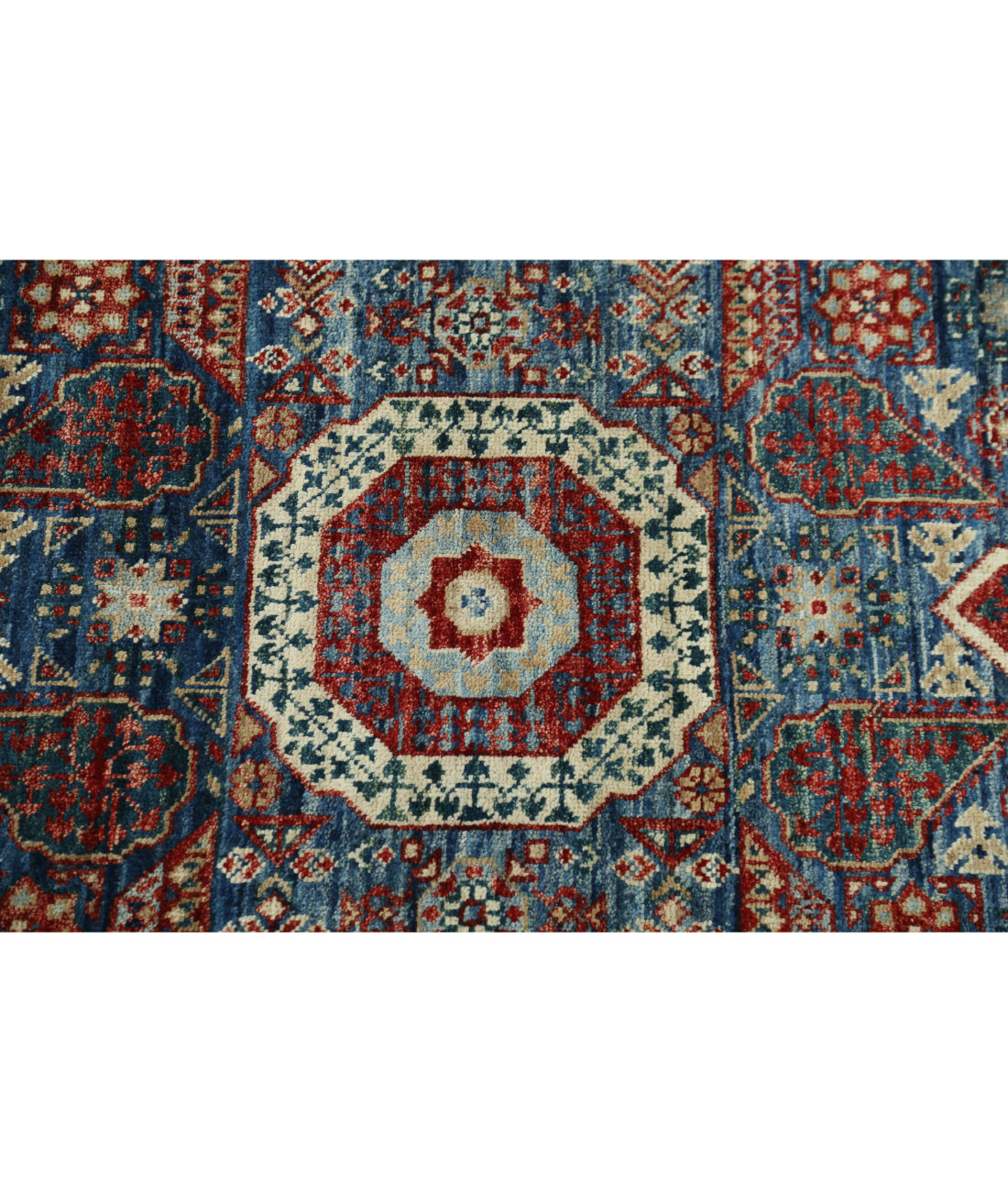 Mamluk 2'5'' X 11'7'' Hand-Knotted Wool Rug 2'5'' x 11'7'' (73 X 348) / Blue / Red