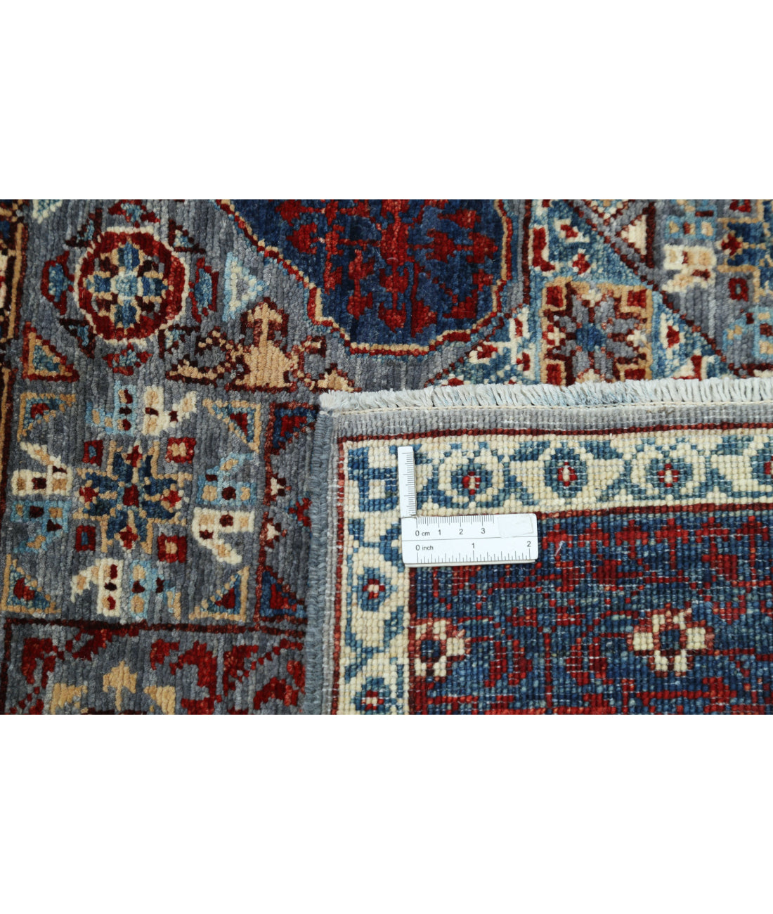 Mamluk 8'0'' X 9'11'' Hand-Knotted Wool Rug 8'0'' x 9'11'' (240 X 298) / Grey / Blue