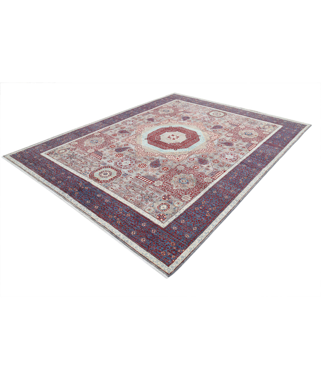 Mamluk 8'1'' X 10'4'' Hand-Knotted Wool Rug 8'1'' x 10'4'' (243 X 310) / Grey / Blue