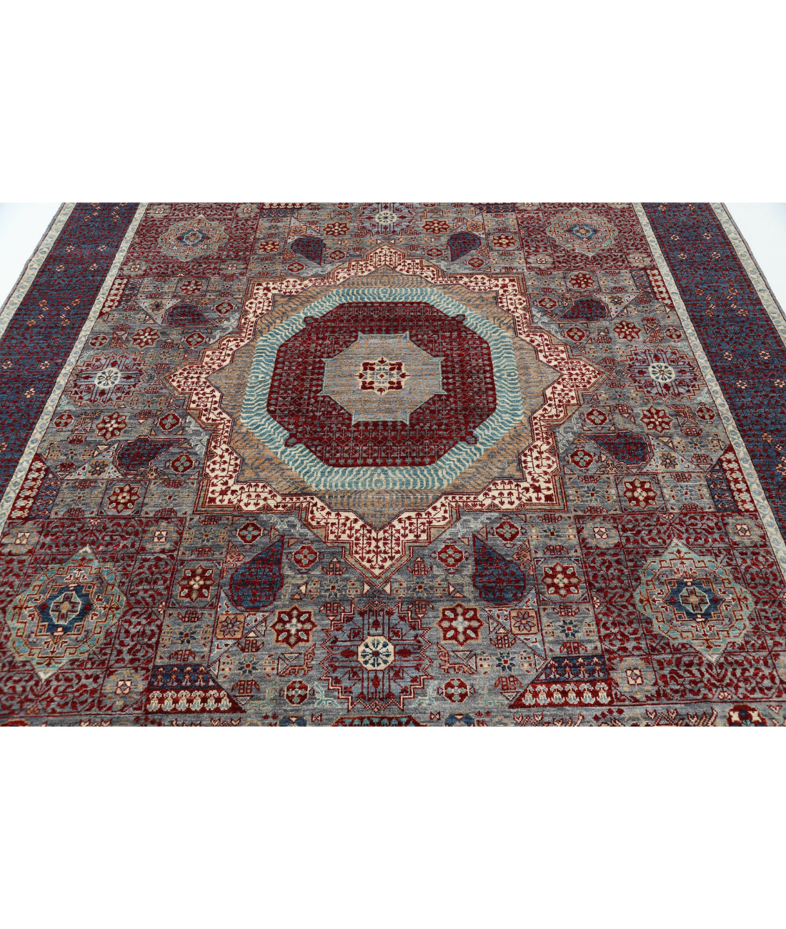 Mamluk 8'1'' X 10'4'' Hand-Knotted Wool Rug 8'1'' x 10'4'' (243 X 310) / Grey / Blue